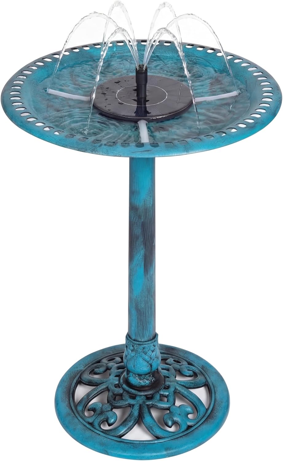 Backyard Expressions Blue Bird Bath for Outside, Solar Bird Bath Fountain