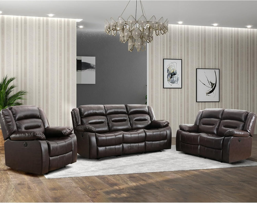 EBELLO Faux Leather Power Recliner Sofa Set, Electric Recliner Chair, Lovesea...