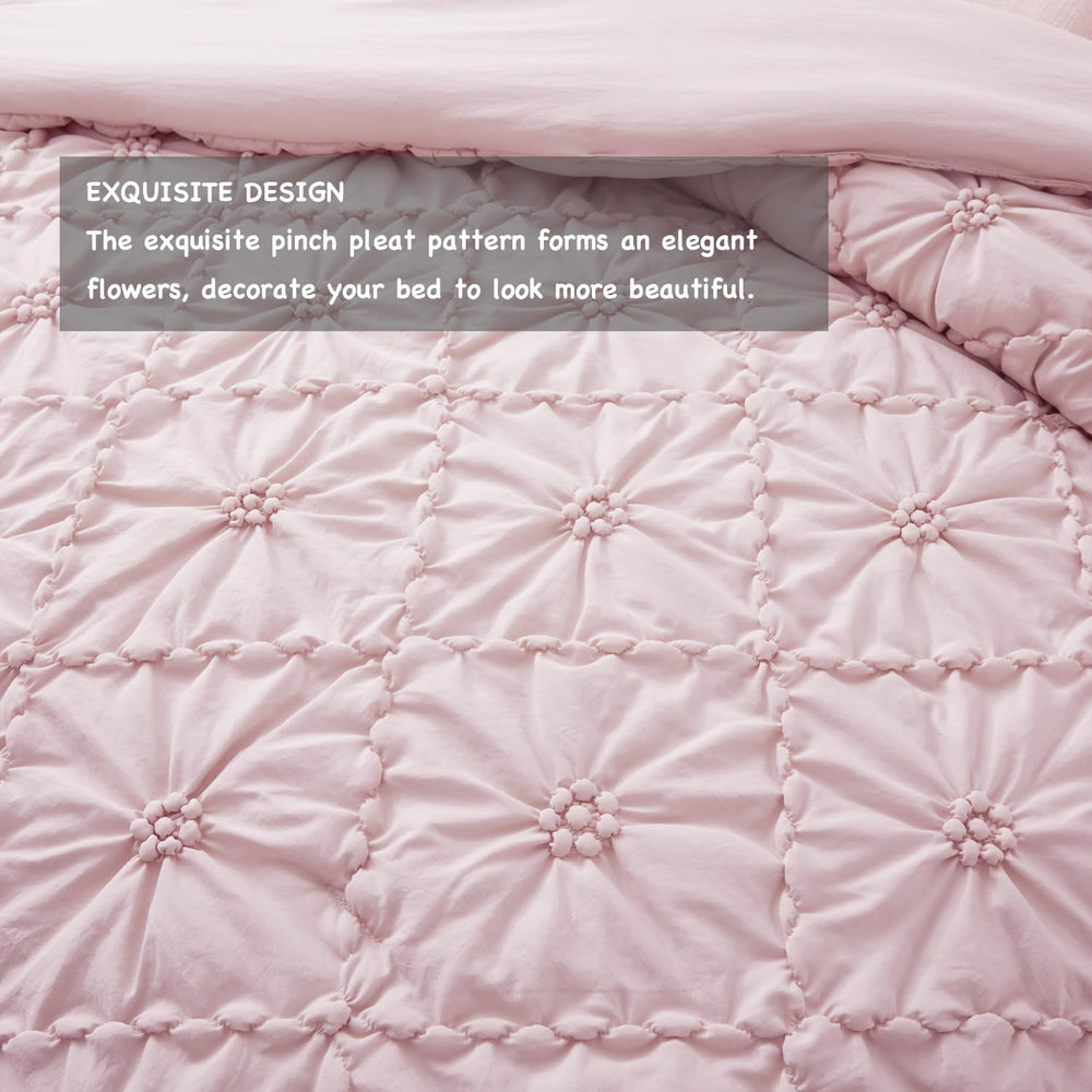 BEDAZZLED King Comforter Set, Pink Pinch Pleat Ruffle, 3 Pieces