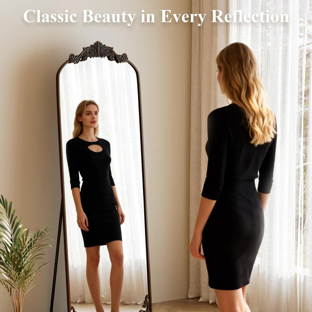 HARRITPURE 64"x21" Vintage Full Length Mirror, Arched Standing Mirror