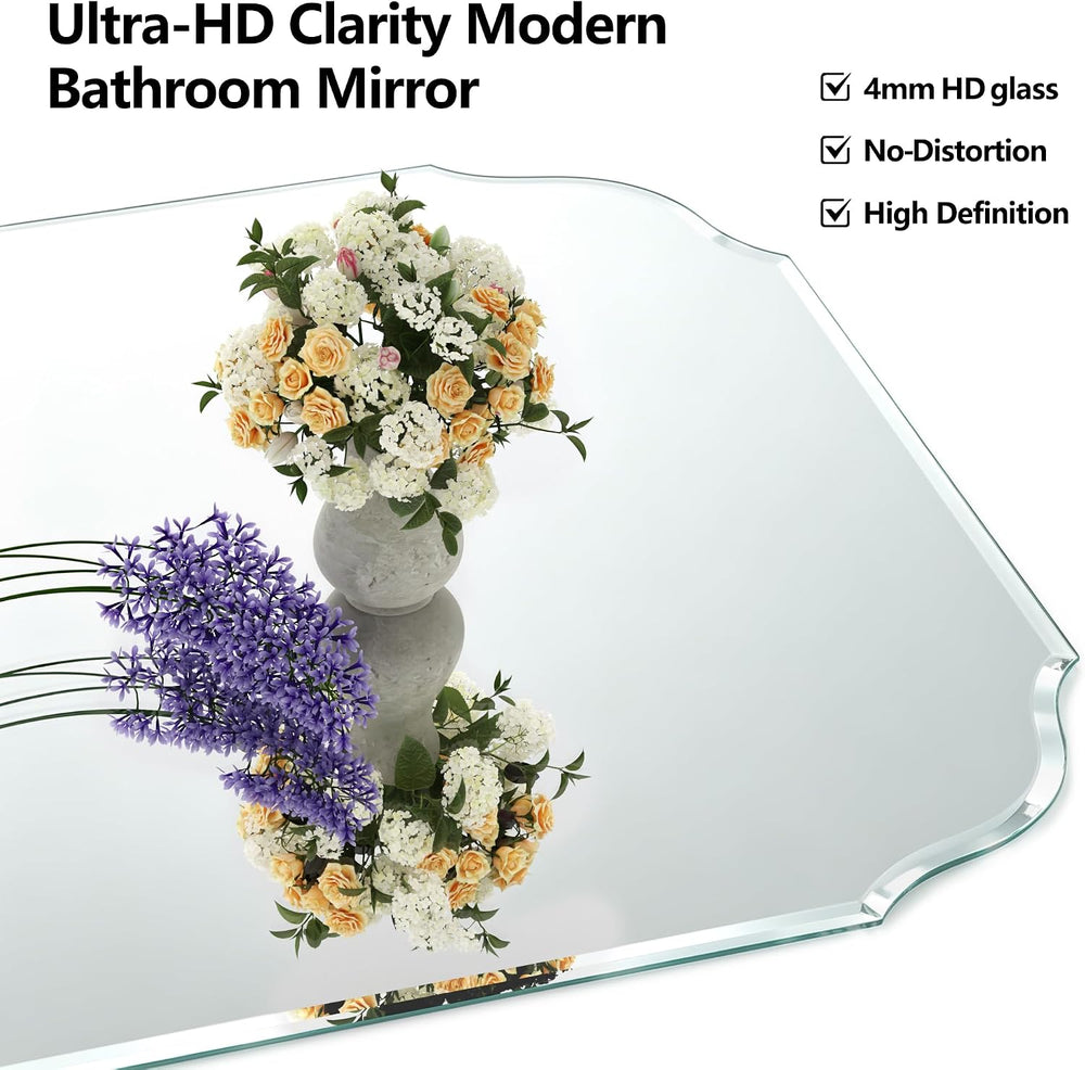 36" x 24" Silver Wall Mirror Beveled Edge Frameless Mirrors for Bat...