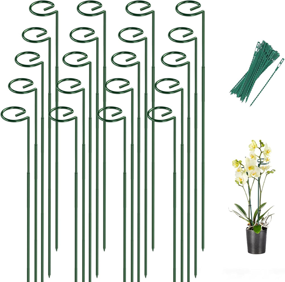 20 Pack 23.6 In Metal Plant Stakes, Plant Support Stakes with 15 Twist Tie