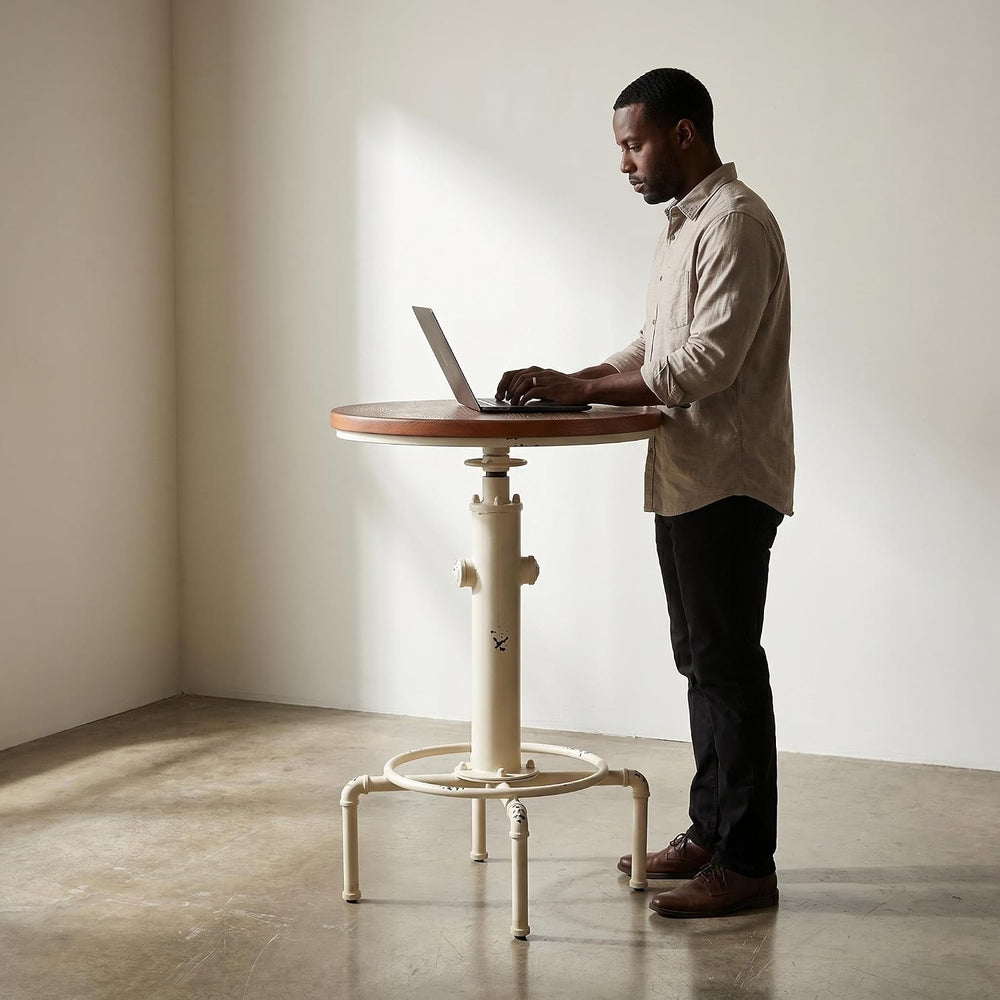 Topower Industrial Bar Table 32.3-38.2" Adjustable Pub Table Kitchen Din...