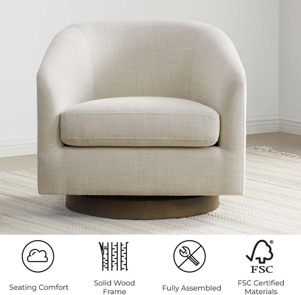 CHITA Swivel Accent Chair, FSC Certified Wood Frame, Fully Assembled, Linen
