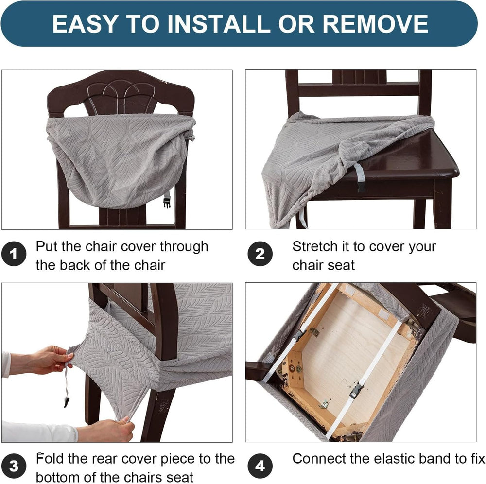 Waterproof Stretch Chair Seat Covers, Set of 4 Chocolate