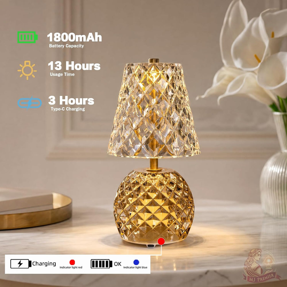 MJ PREMIER Rechargeable Table Lamp Cordless Mushroom Lamp with Timer Brown