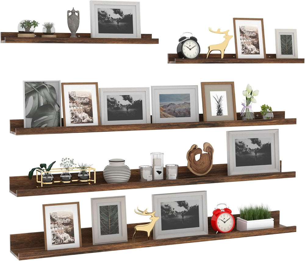 Giftgarden 47 Inch Long Floating Shelves for wall Set of 5, Rustic Wood Wall ...