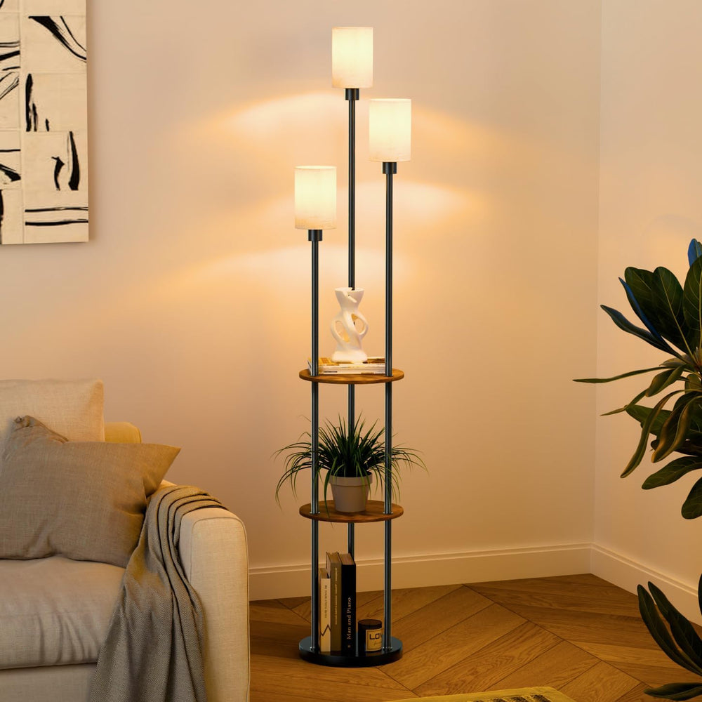 Floor Lamp with Shelves, 71" Tall Modern Standing Lamp with Table