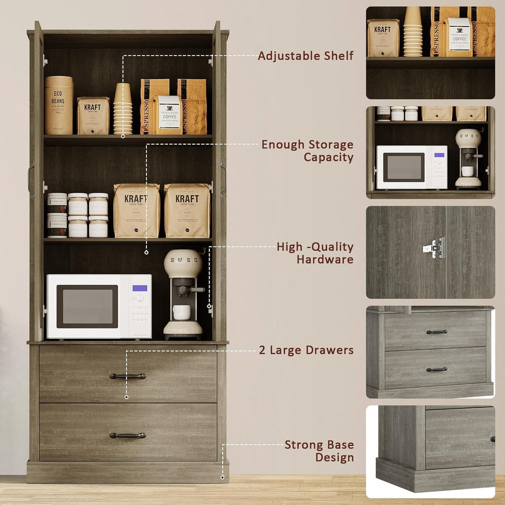 GarveeHome 64.4'' Tall Kitchen Pantry Cabinet with Adjustable Shelves...