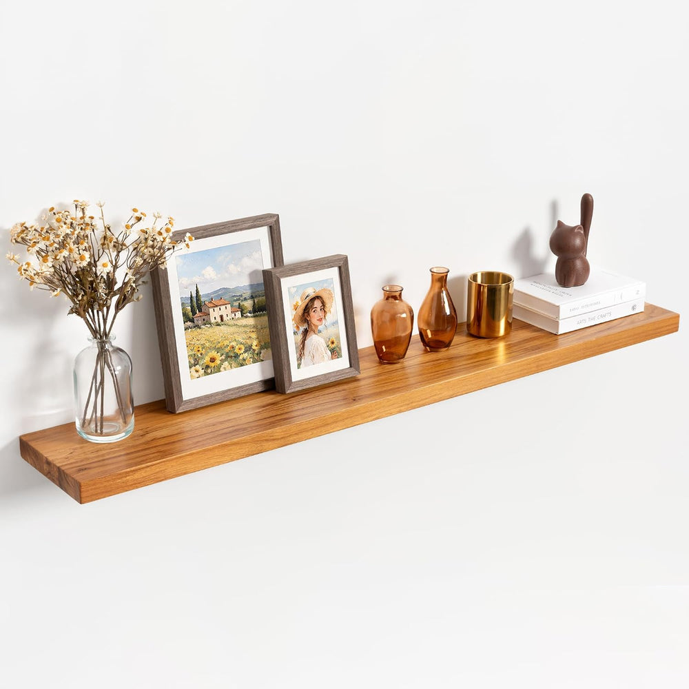 48Inch Floating Shelf, Solid Teak Wood Wall Shelf