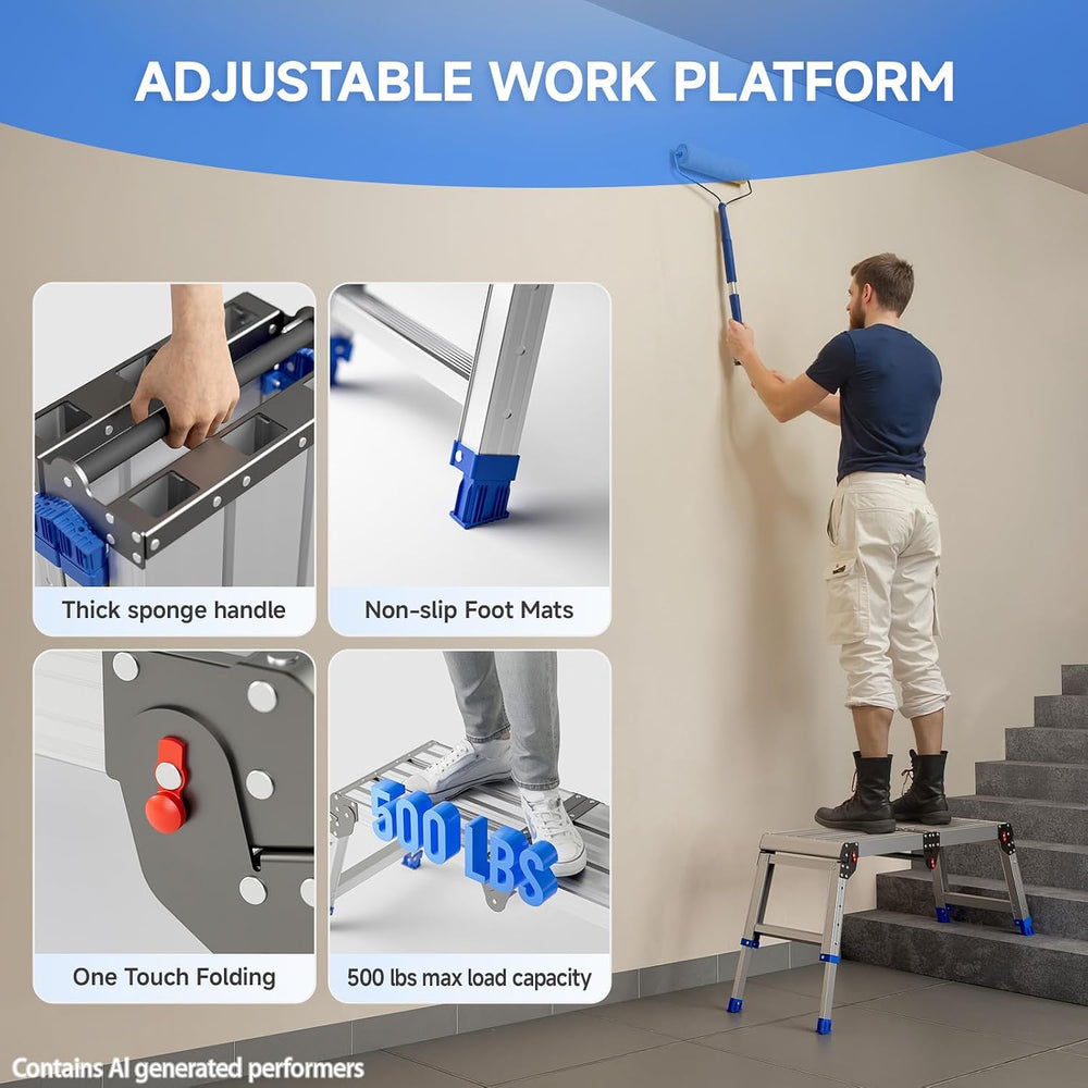 Loyoda Folding Work Platform for Adults, Portable Aluminum Step Stool 500lb