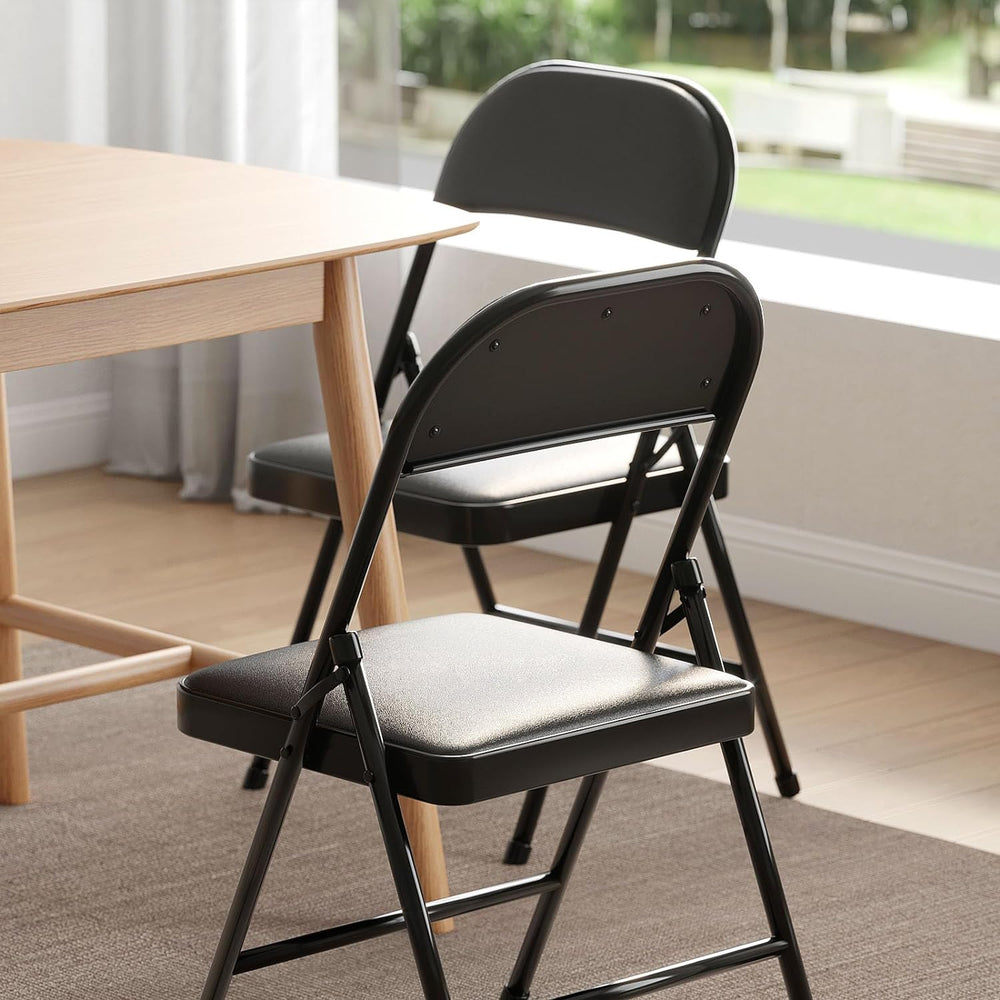 Nazhura 8 Pack Folding Chairs with Padded Vinyl Cushion Chairs with Comfortab...