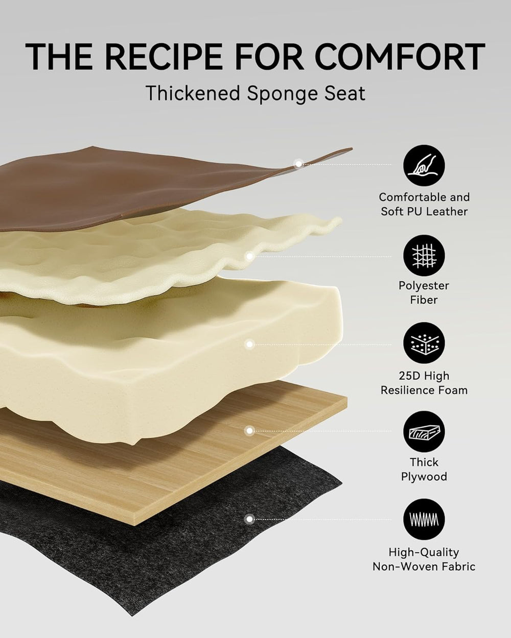Susalt Upholstered Faux Leather Dining Chairs Set of 4, Brown