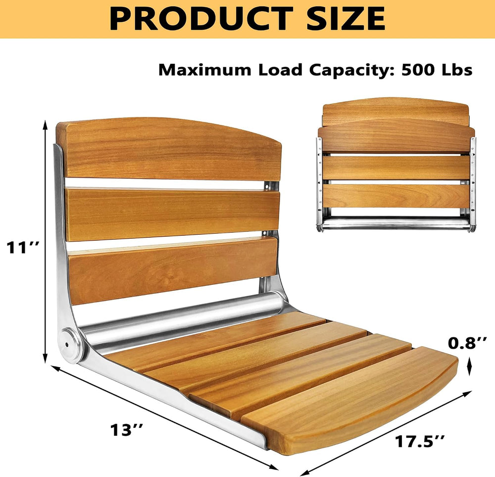 Folding Shower Seat Wall Mounted, 17.5''x13''x11'' Fo...