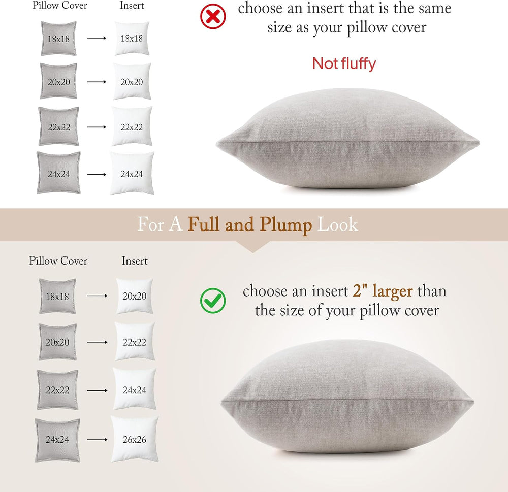 puredown® 20x20 Pillow Inserts, Feather Down Filled for Support, Set of 2