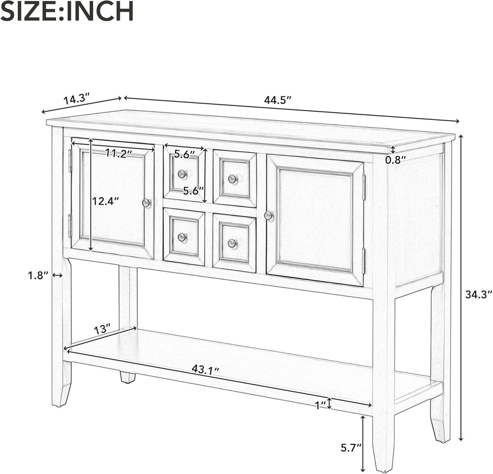 LKTART 44.5" Solid Wood Sideboard Buffet Cabinet,Entryway Console Table