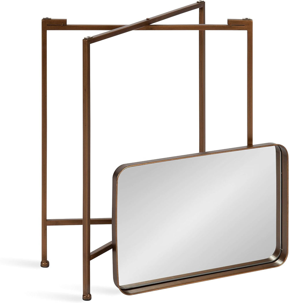 Kate and Laurel Celia Modern Mirrored Tray Side Table, 18 x 12 x 26, Dark Bro...