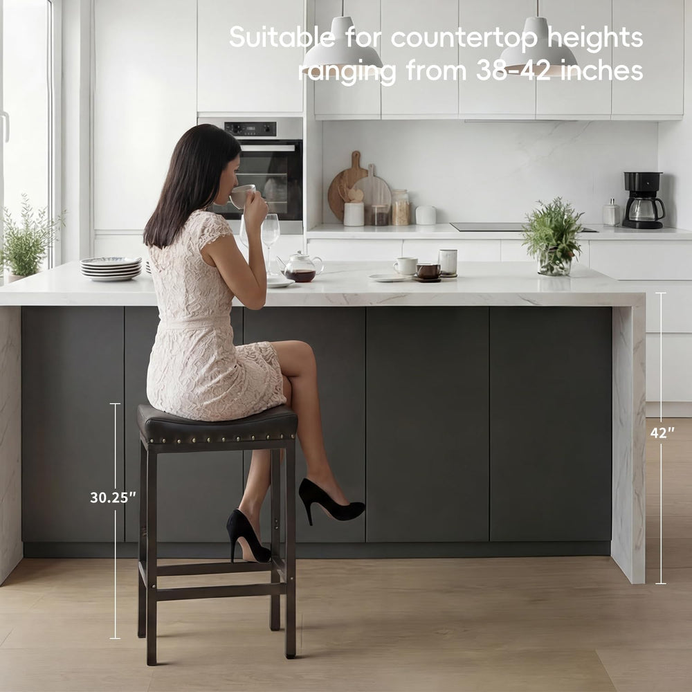 Forteek 30'' Bar Stools Set of 2, Counter Height Barstools with Nailhead