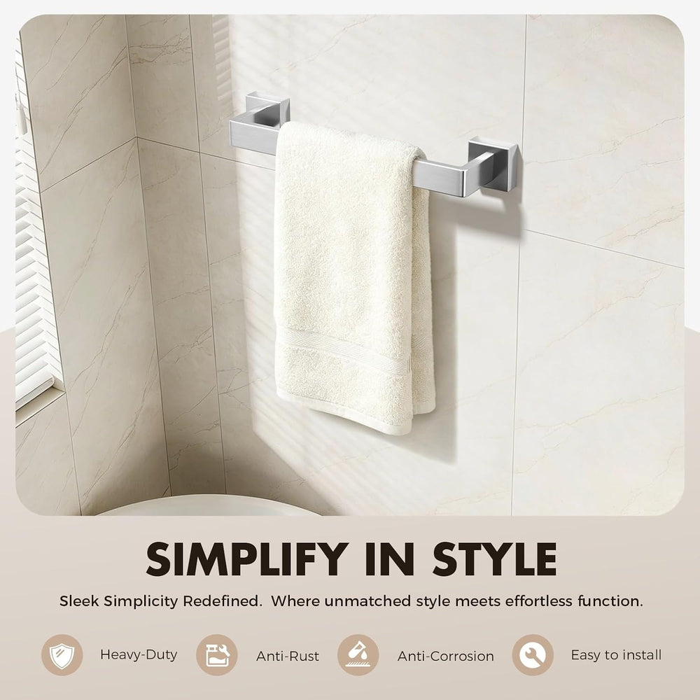 10-Pieces Brushed Nickel Bathroom Accessories Set, 16 Inch Towel Bar Set