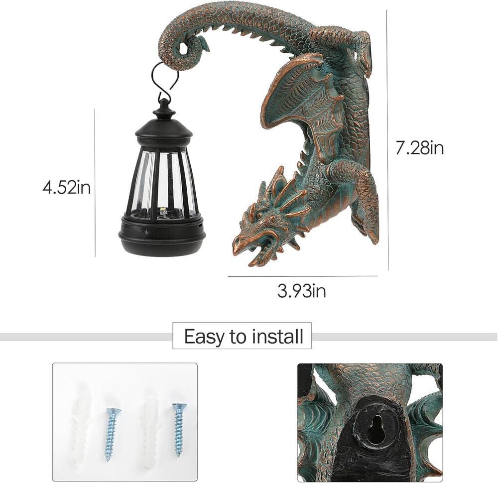 Solar Dragon Tree Hugger Statue Wall Decor:Outdoor Lights Decoration