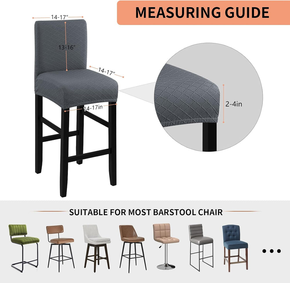 Fuloon Waterproof Barstool Covers Chair Slipcovers, Grey, 4 Pack