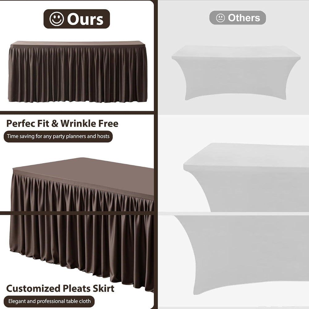 Wish Care 2 Pack Brown Rectangle Table Clothes for 6 Foot Tables, Polyester F...