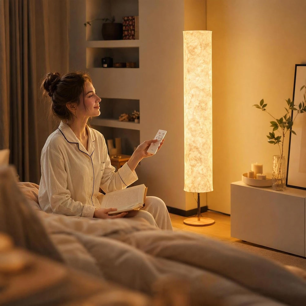 LONRISWAY Remote Control Fabric Floor Lamp, Dimmable 3 Color Temperatures