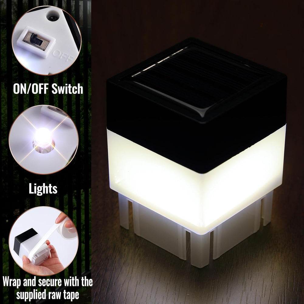 Hicarer 12 Pack Solar Fence Post Cap Light 2 x 2 Solar Light,Warm Yellow
