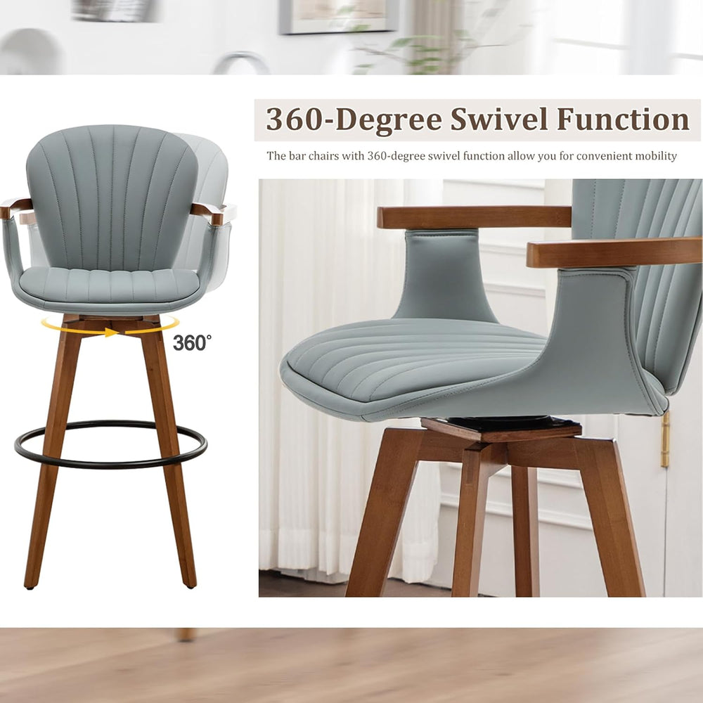 LUNLING 26” Counter Height Stools Set of 2,Mid Century Modern Bar Stools,Blue...