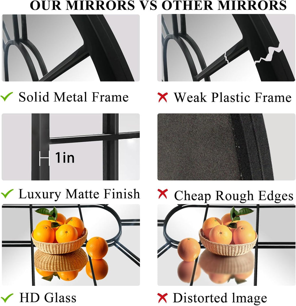 HQiJun Wall Mirror Window Decorative Mirrors Arched Farmhouse for Living Room...