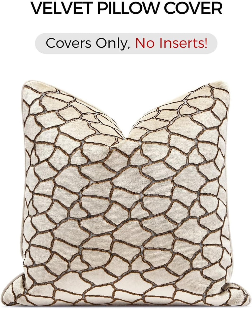 20x20 Cream Cut Velvet Pillow Covers with Raised Texture