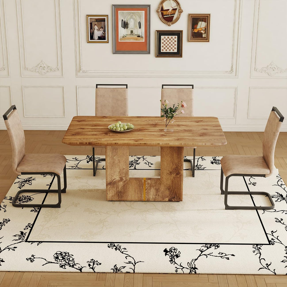 63'' Dining Table Set for 4, Wooden Dining Table Set with Chairs