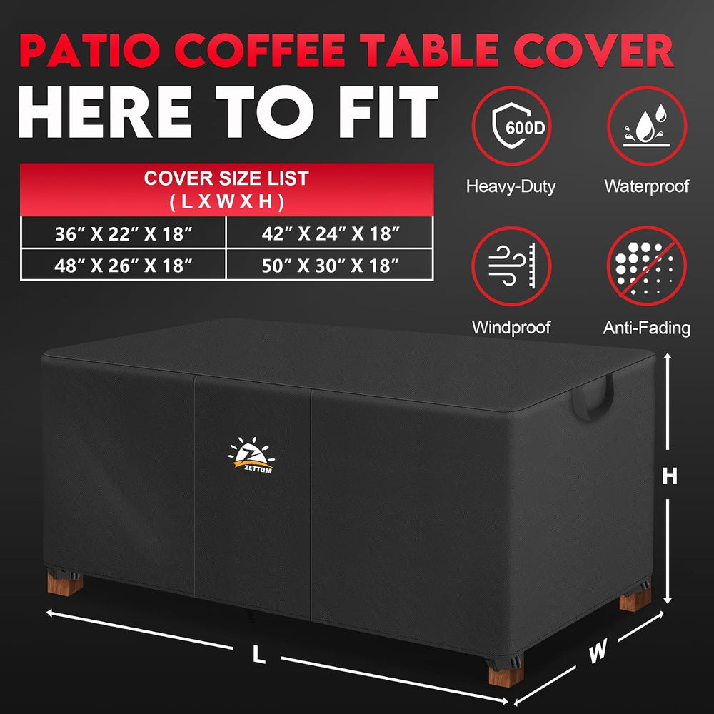 Zettum Outdoor Coffee Table Cover – Coffee Table Cover Rectangle Waterproof &...