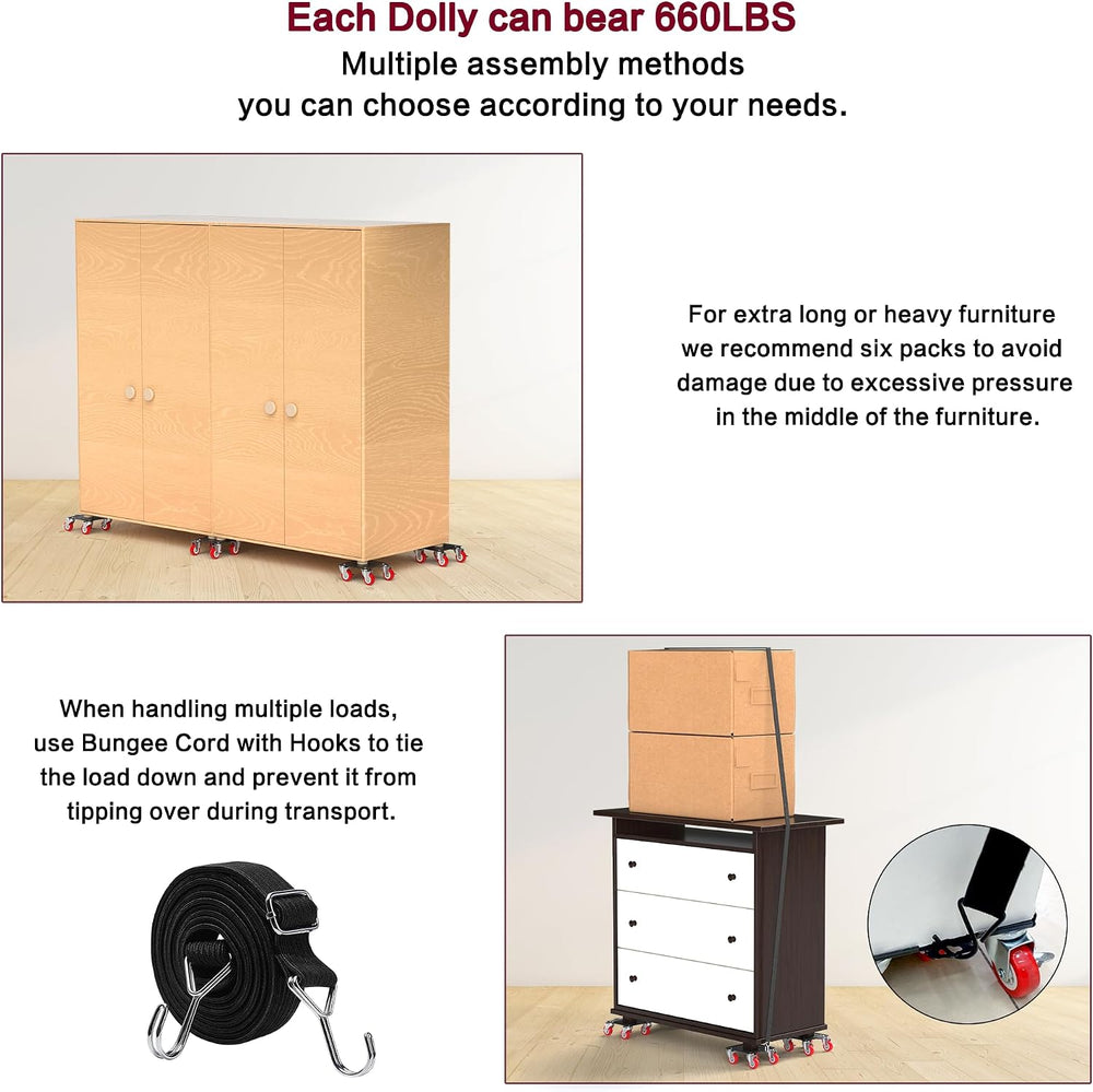 Heavy Duty Furniture Dolly with 5 Wheels, 3300 lbs Load Capacity for Easy Mov...