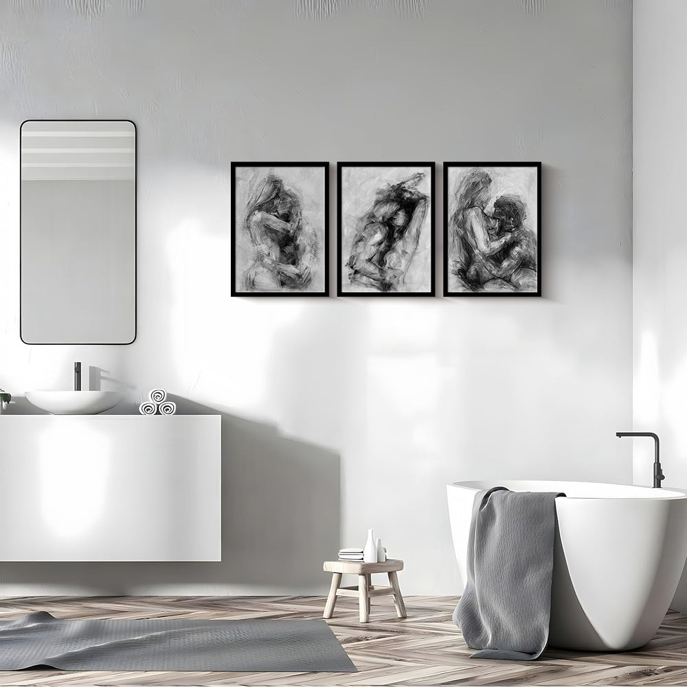 RVRBKTS Black Framed Modern Romantic Couple Wall Art Bedroom