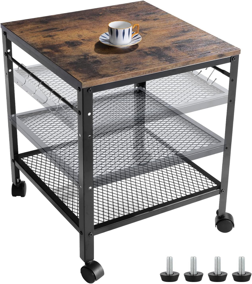 onlytak Rustic End Table, 2-Tier Side Table with Adjustable Height Shelf