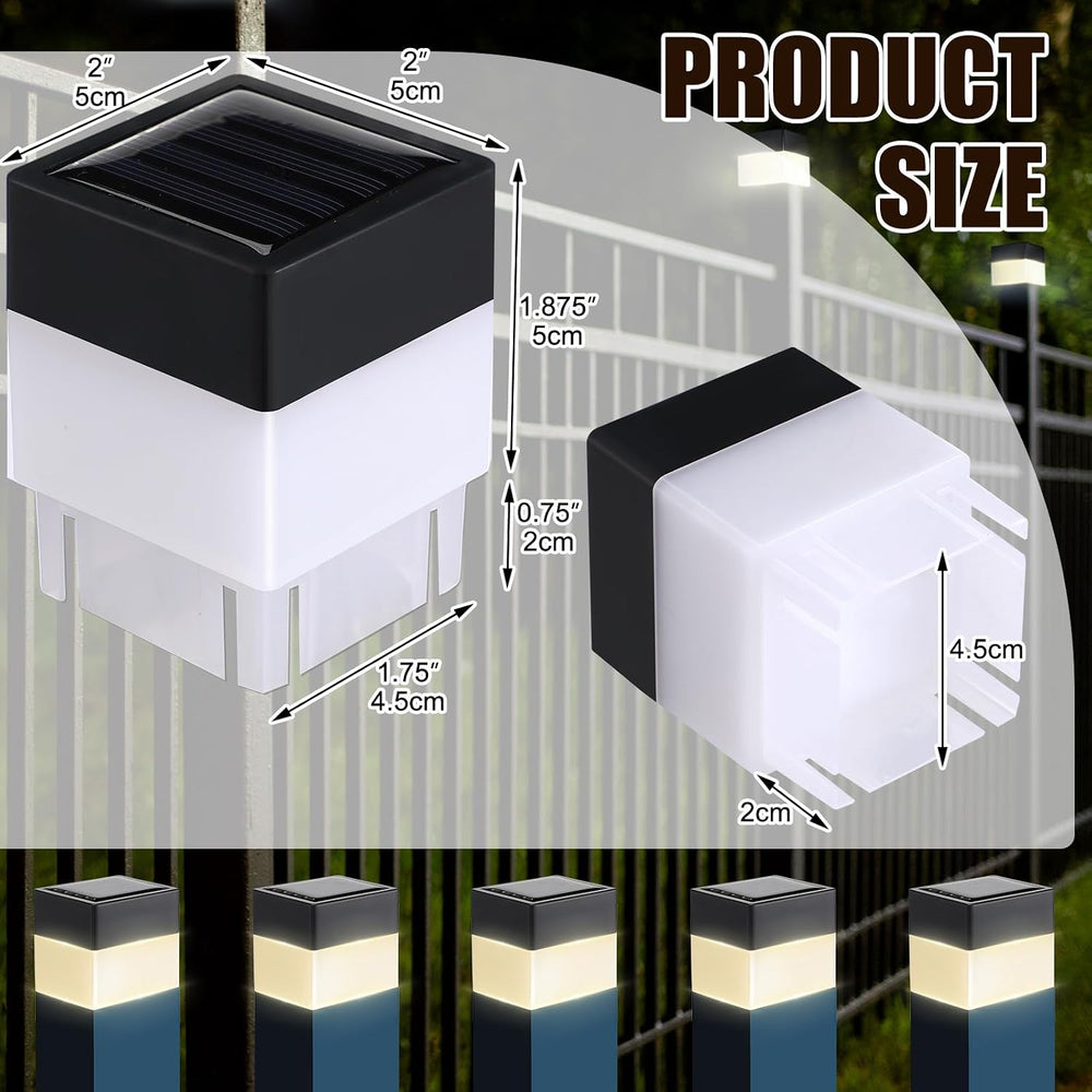 Hicarer 12 Pack Solar Fence Post Cap Light 2 x 2 Solar Light,Warm Yellow