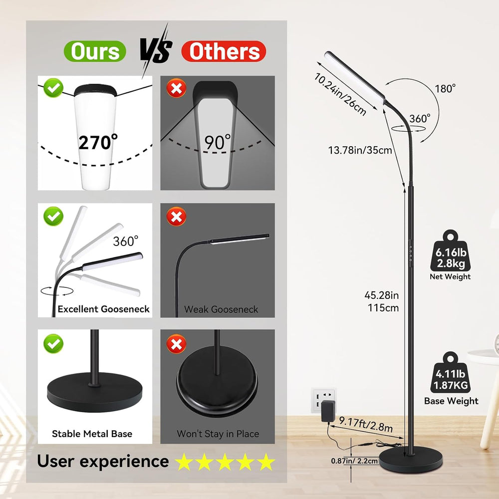 Dimunt LED Floor Lamp, Stepless Adjustable 3000K-6000K Colors, RGB