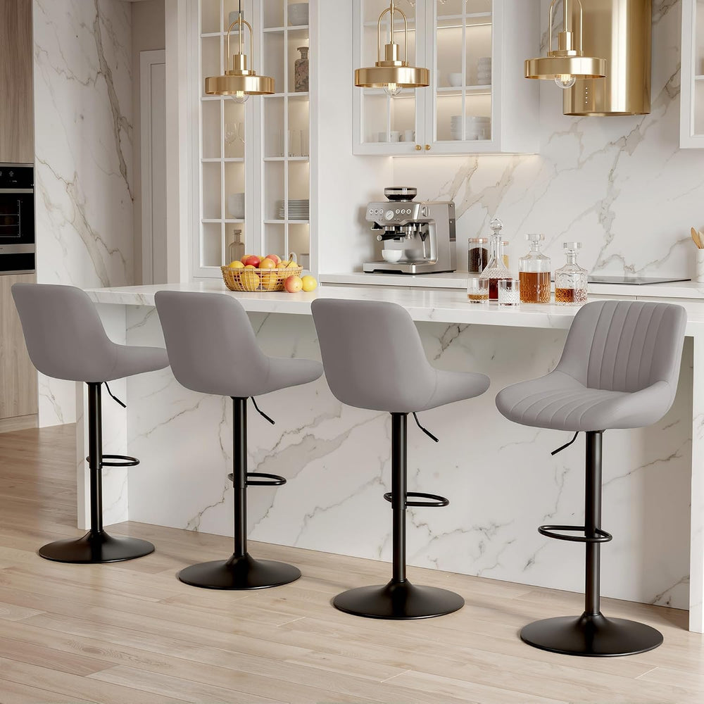 Swivel Bar Stools, Adjustable Bar Stools Set of 4, Light Gray