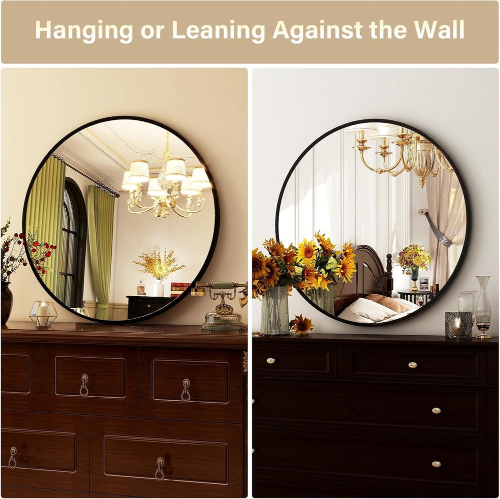 HARRITPURE Round Mirror 30 Black Wall Mounted Circle Mirrors