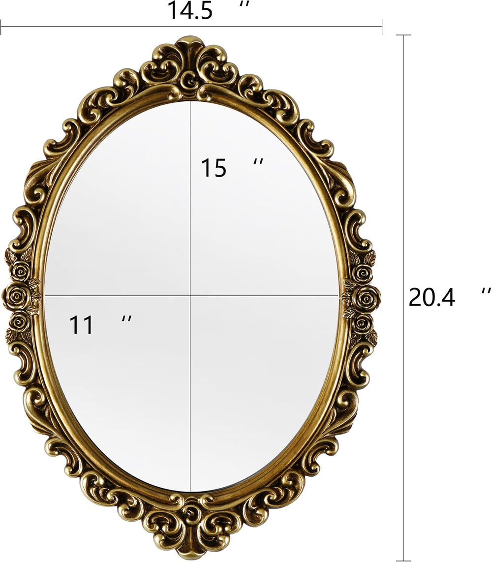OIGUMR Medium Oval Wall Mirror Resin Frame Size:20.4 x 14.5 inch