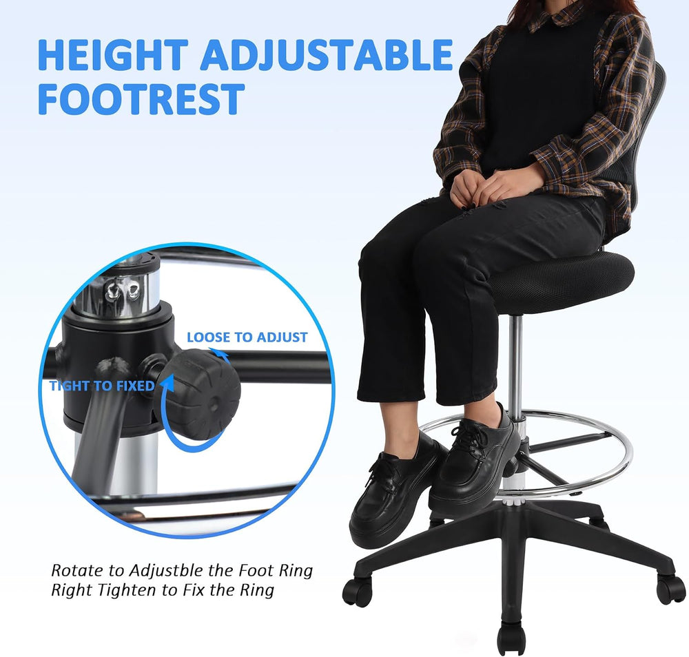 HYLONE Ergonomic Office Chairs, Office Drafting Chair, Rolling Stool Chair Ar...