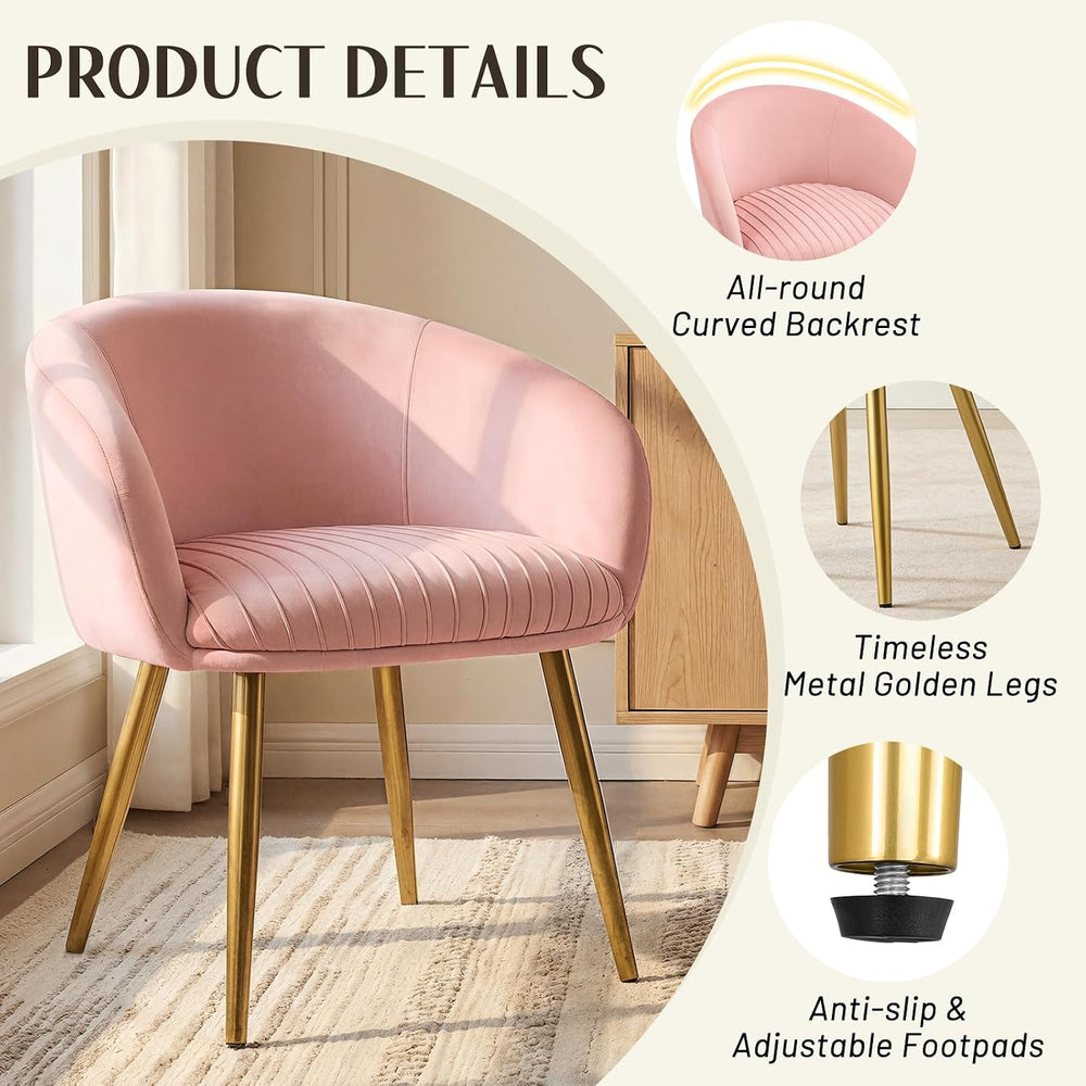 Accent Chairs Set of 2 Girls Desk Chair No Wheels Comfy for Makeup Vanity, 20...
