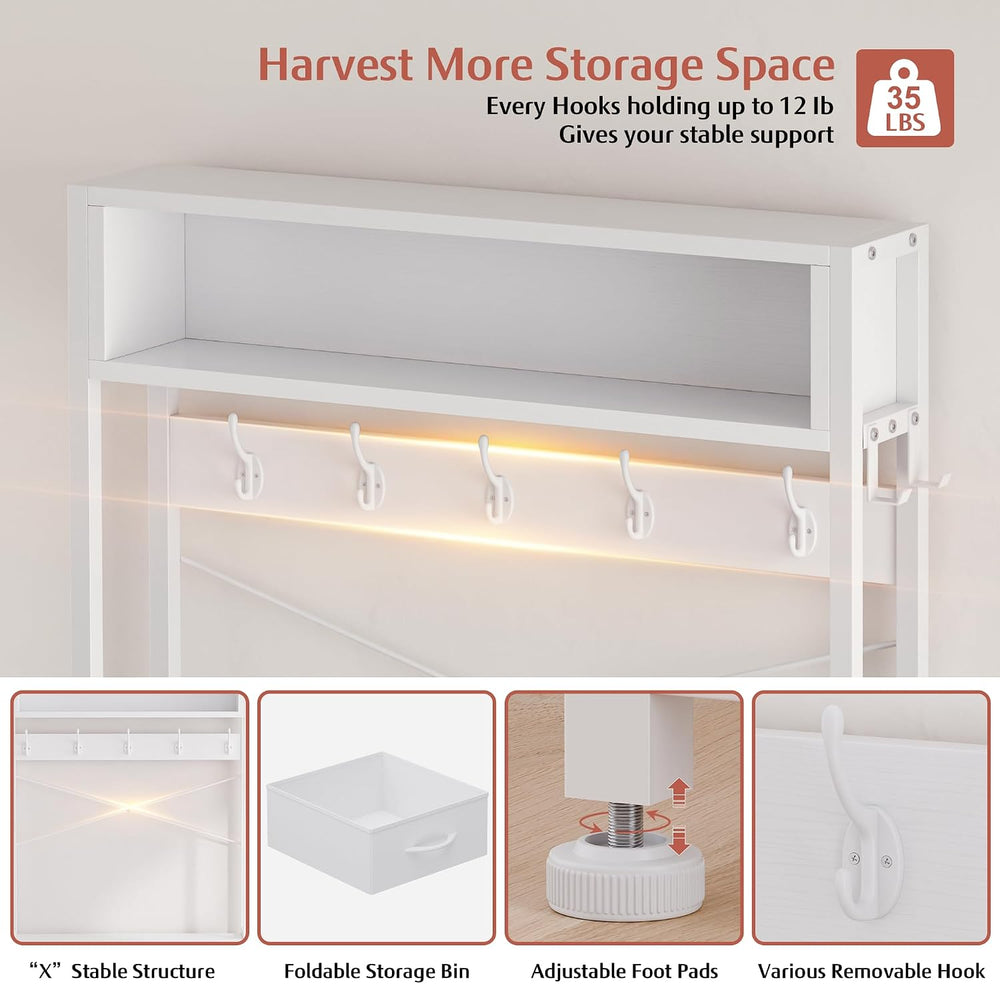Hall Tree with Bench & 3 Drawers Storage 31.5" Coat Rack Entryway Or...