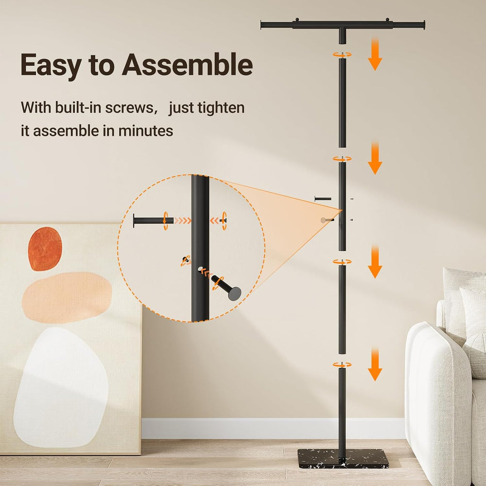 Width Adjustable T-shaped Coat Rack Freestanding, Modern Coat Rack, Black