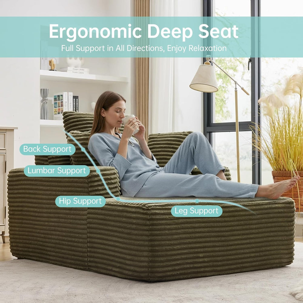 Boneless Couch Chaise Lounge Chair, 54" Oversized Cloud Sofa with Deep S...