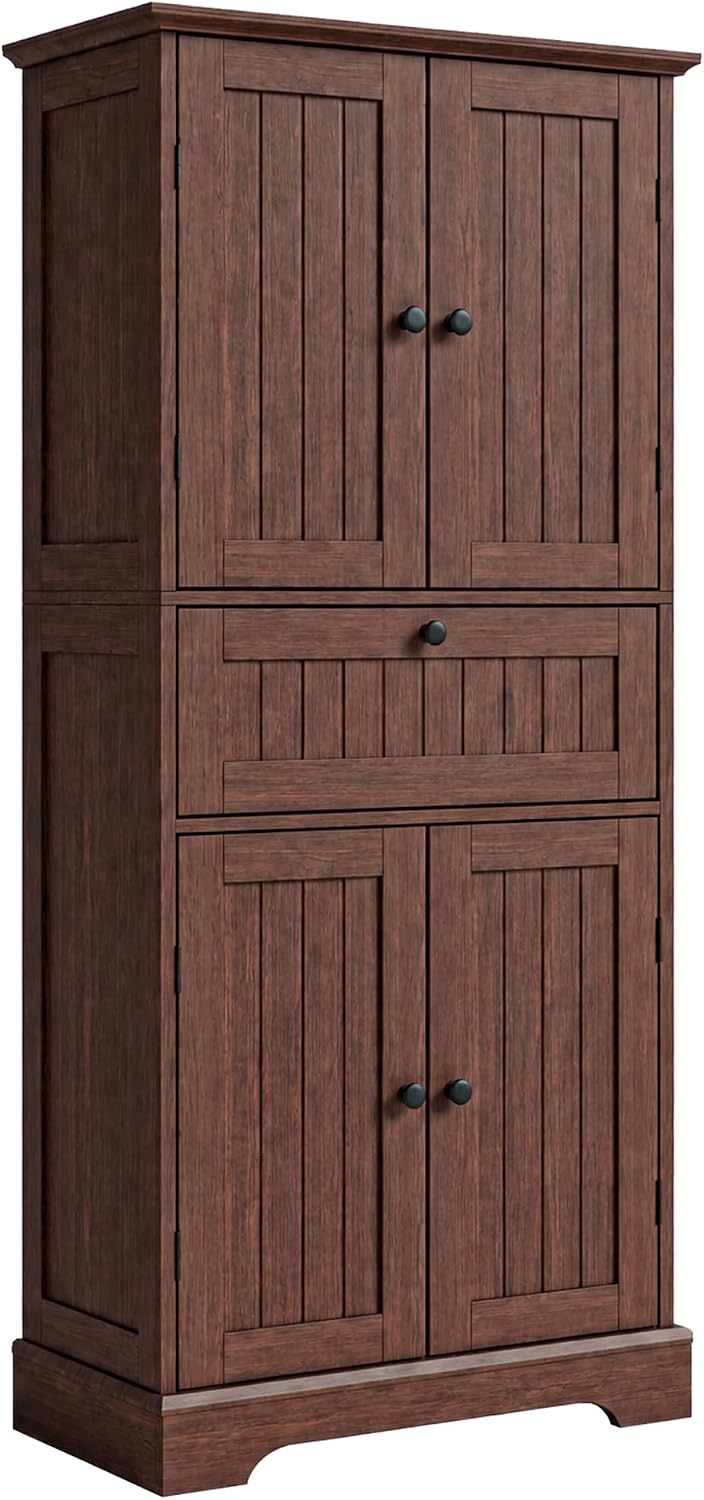 ChooChoo 51" H Bathroom Floor Cabinet with Drawer and Adjustable Shelves