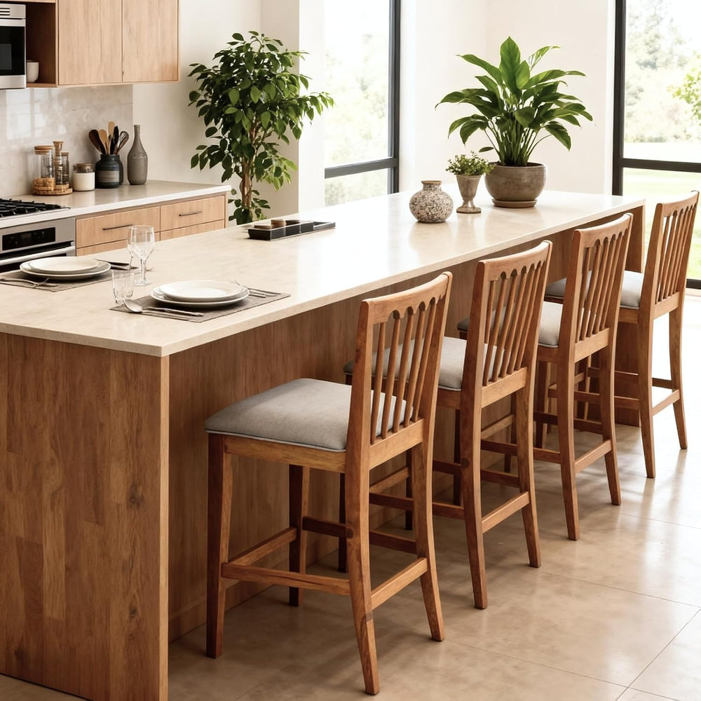 chairus 25" Farmhouse Counter Height Bar Stools Set of 4, Chenille Uphol...