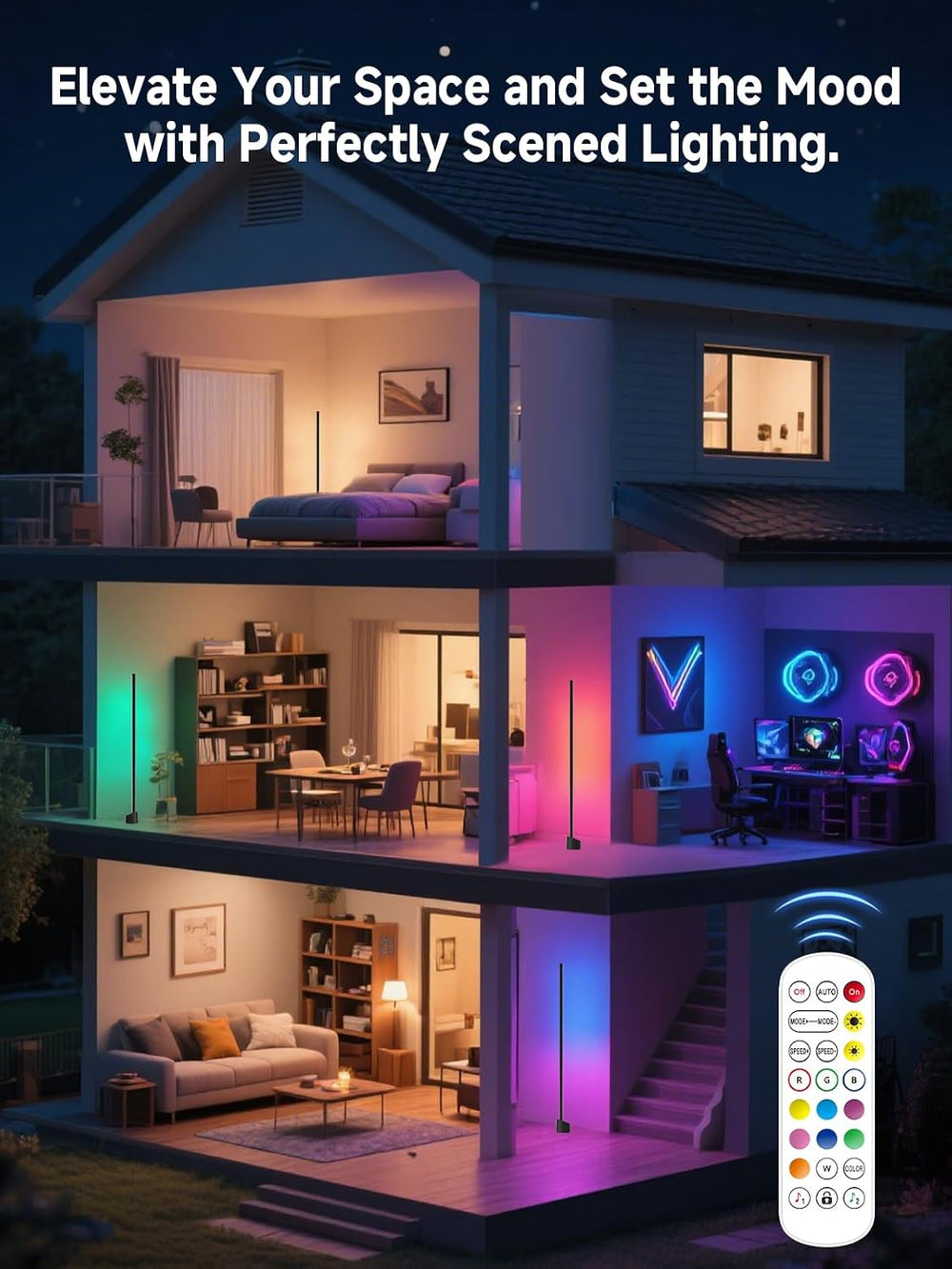 Tyute Standing Floor Lamp, RGB LED Lamp with Music Sync, Smart App and Remote...