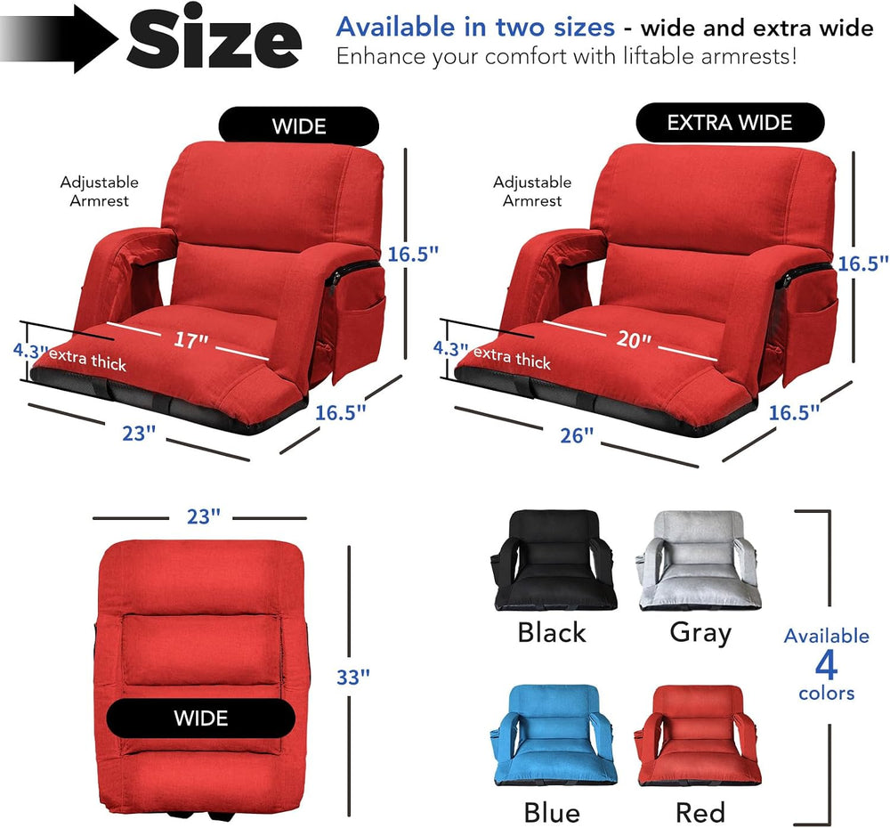 Wide Stadium Seats With Back Support 2 Pack, Exclusive "Sofa Style"...
